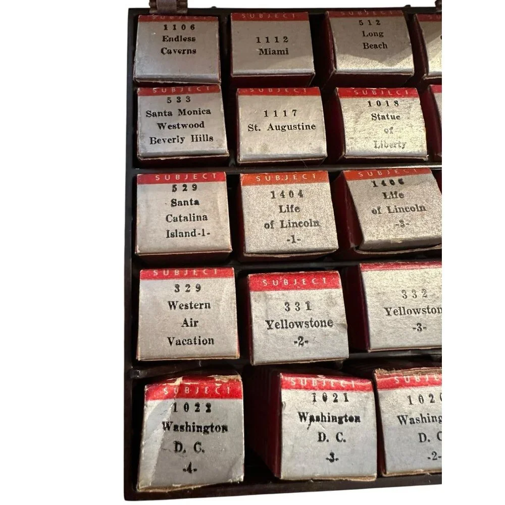 Tru Vue Film Strips Vintage Lot 16 Broken Case Yellowstone Western Travel US DC